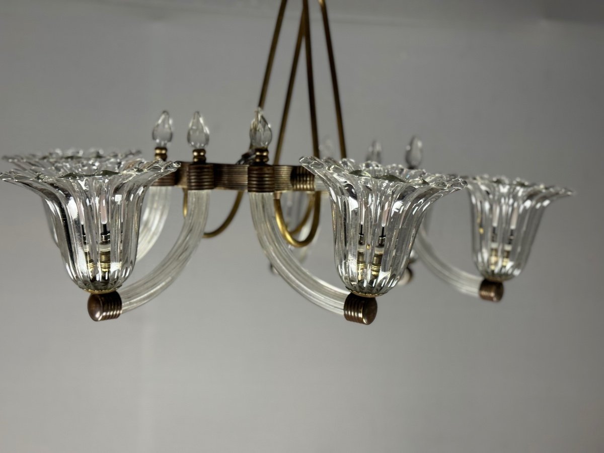 Venetian Murano Glass And Brass Chandelier Circa 1950-photo-6