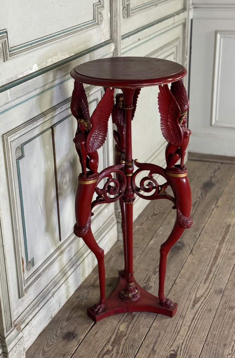 Athenian In Carved Wood, Red Patina Imitating Antique Red Marble, Early 19th Century-photo-3
