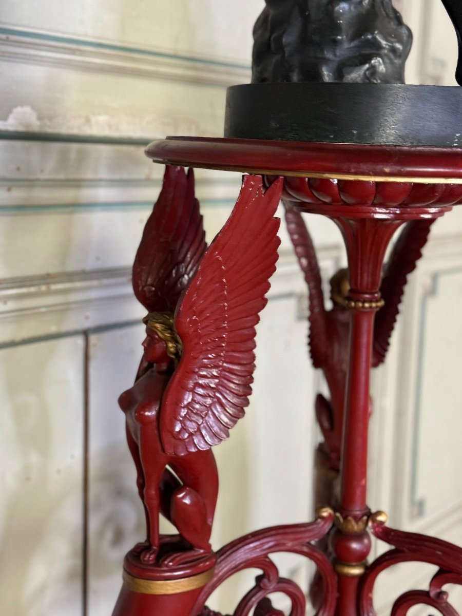 Athenian In Carved Wood, Red Patina Imitating Antique Red Marble, Early 19th Century-photo-2