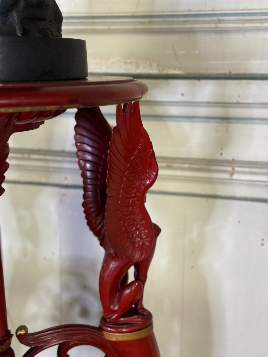 Athenian In Carved Wood, Red Patina Imitating Antique Red Marble, Early 19th Century-photo-4
