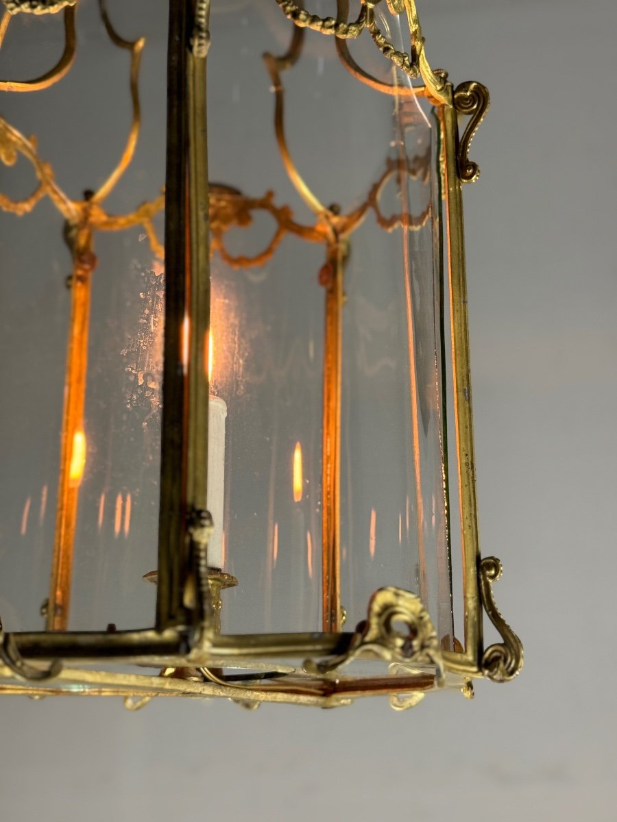 Gilt Bronze Lantern, Original Curved Glass, Circa 1900-photo-4
