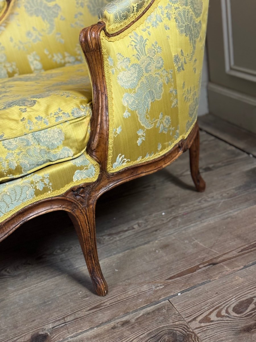 Duchesse En Bateau, Chaise Longue, Louis XV, Soierie Jaune, XVIIIème Siècle -photo-7