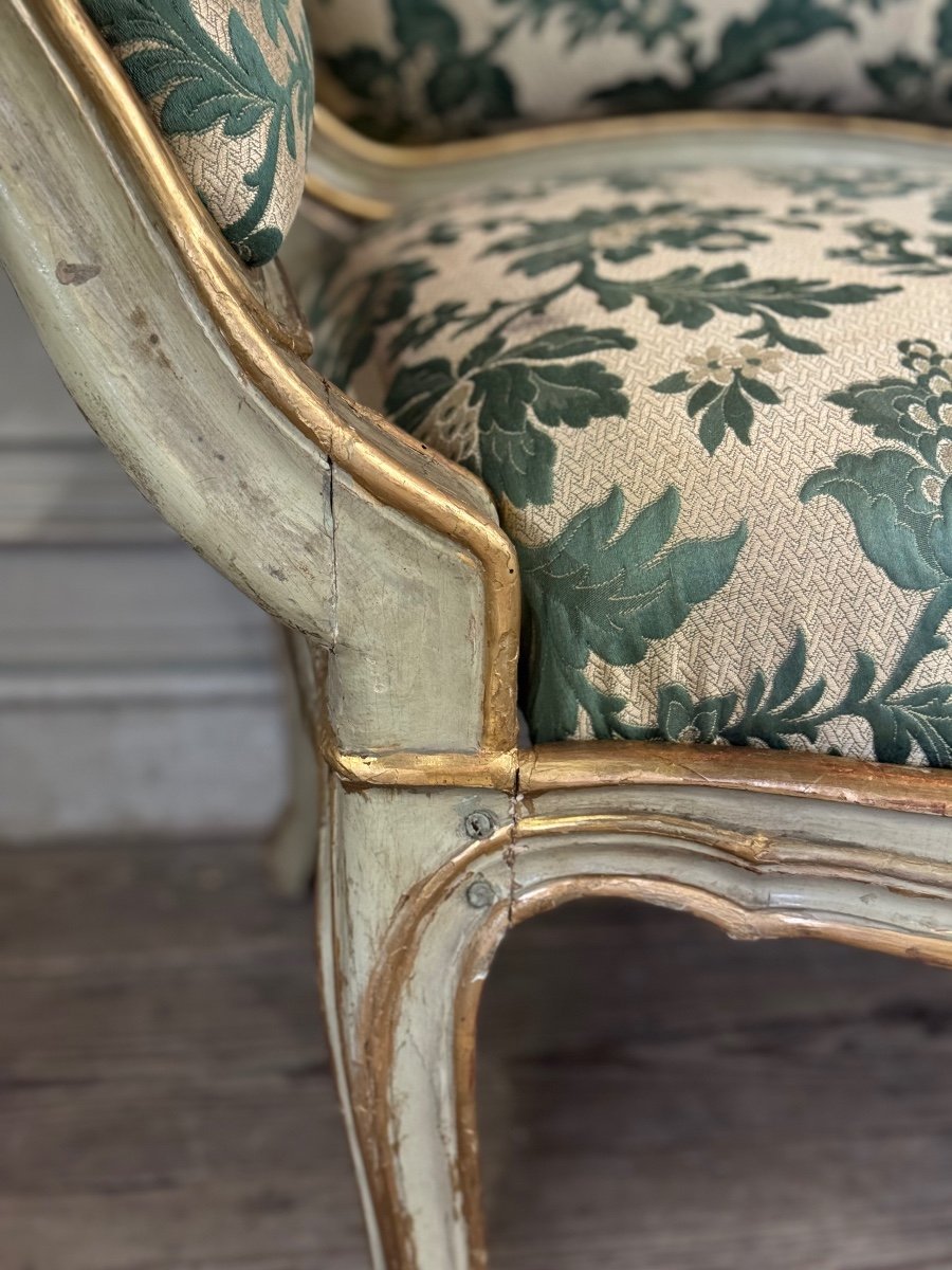 Banquette En Bois Peint Et Doré, Venise XVIIIème Siècle-photo-3