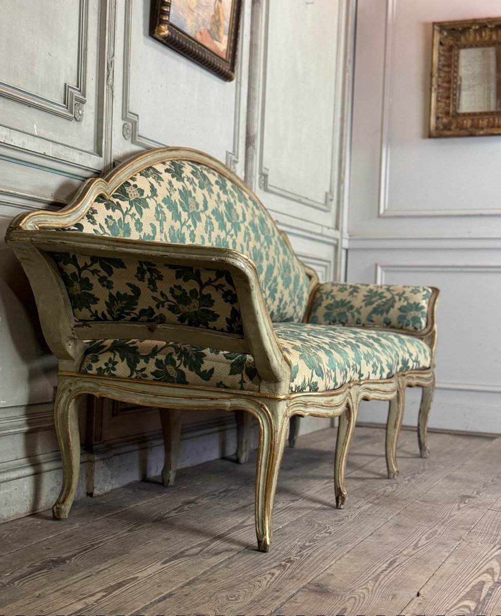 Banquette En Bois Peint Et Doré, Venise XVIIIème Siècle-photo-1