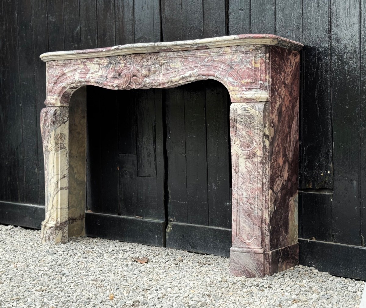 Regency Fireplace In Violet Breccia Marble, 18th Century