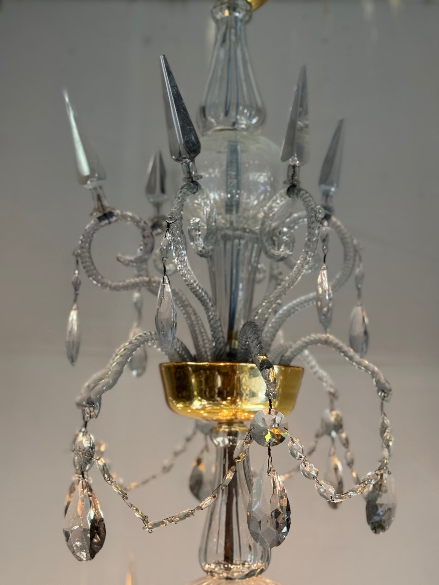 Liège Chandelier In Crystal And Cut Glass On Two Levels, 10 Arms Of Light, 18th Century-photo-6