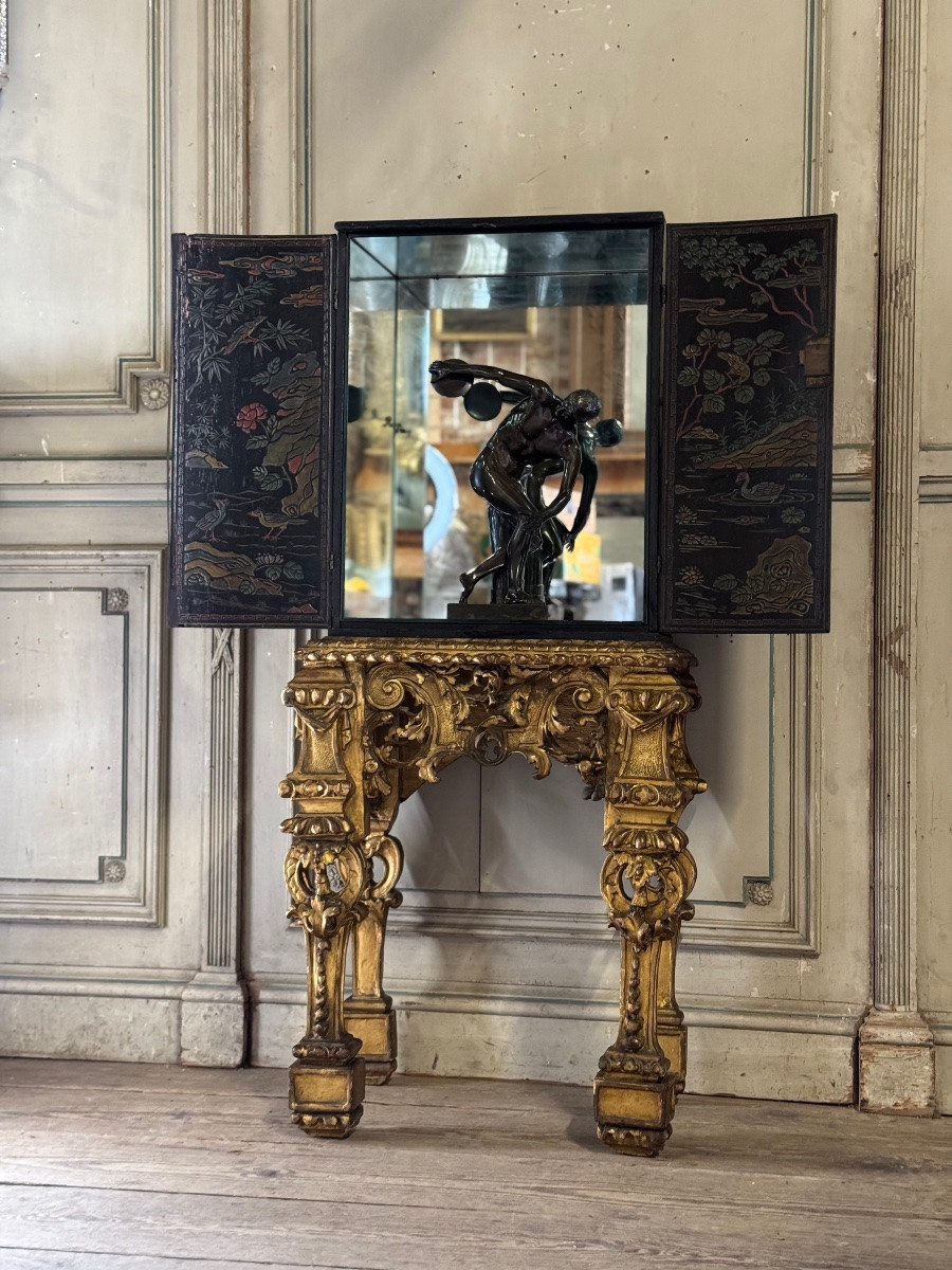 Cabinet En Laque De Coromandel Sur Une Console En Bois Doré, Angleterre, Début XVIIIème Siècle -photo-8