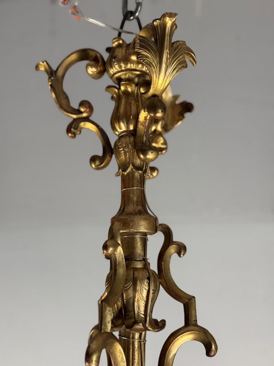 Lustre En Bois Sculpté Et Doré, 18 Bras De Lumière, Italie Vers 1880 -photo-5