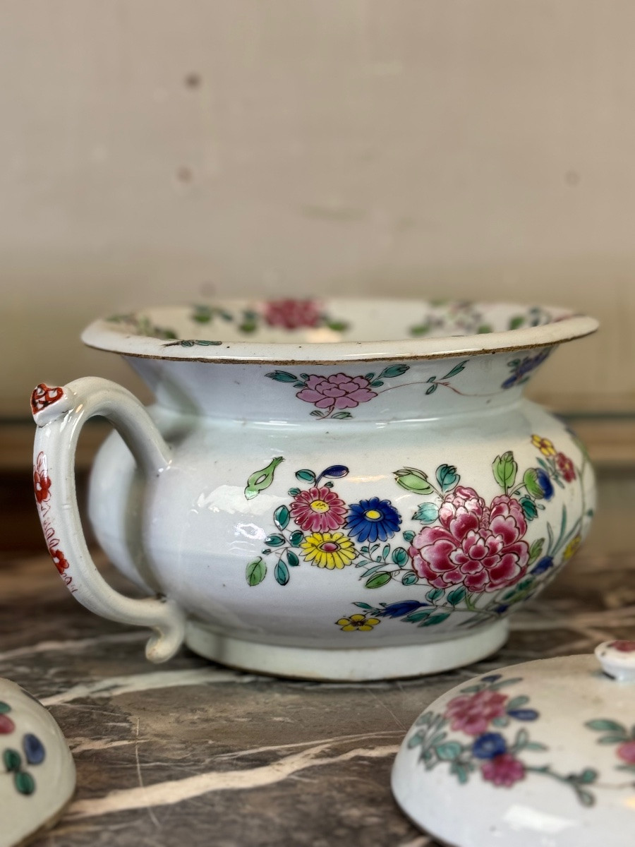 Paire De Pots De Chambres , Porcelaine De Chine Famille Rose, Qianlong, XVIIIéme siècle -photo-4