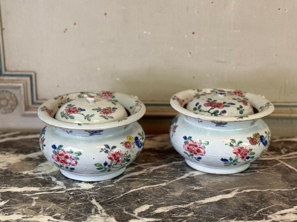 Paire De Pots De Chambres , Porcelaine De Chine Famille Rose, Qianlong, XVIIIéme siècle -photo-7