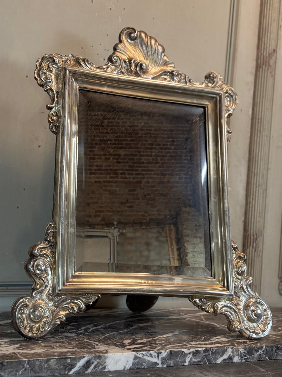 Silver Table Mirror On A Wooden Core, Venice, Circa 1750-photo-6
