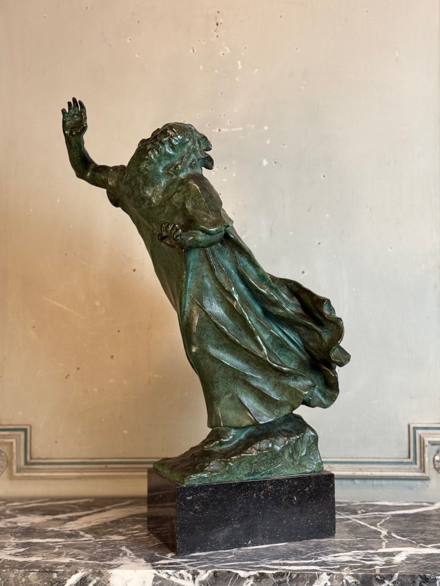 King Lear, Bronze Green Patina, Victor Rousseau (1865-1954) Circa 1905-photo-2