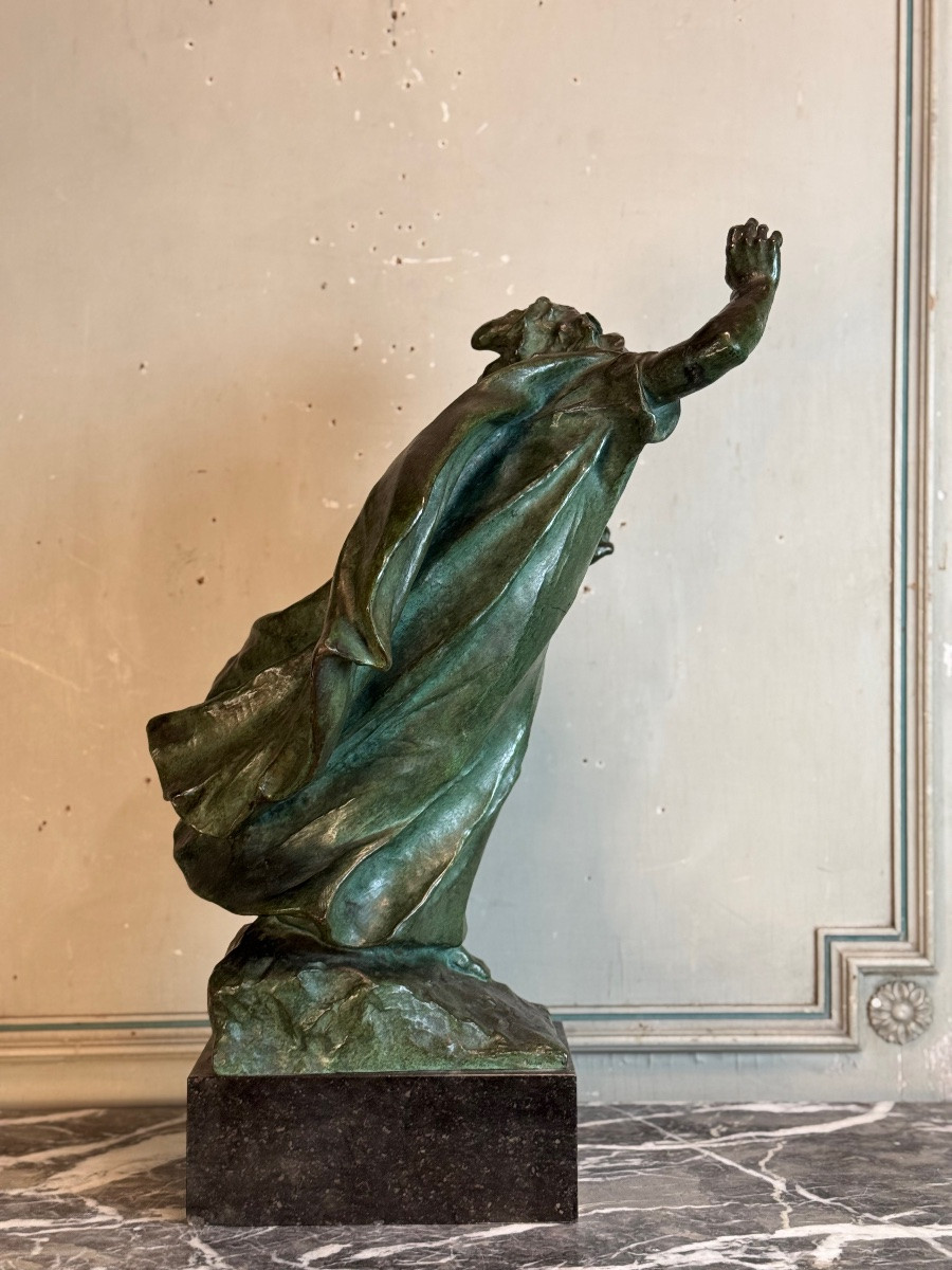 King Lear, Bronze Green Patina, Victor Rousseau (1865-1954) Circa 1905-photo-4