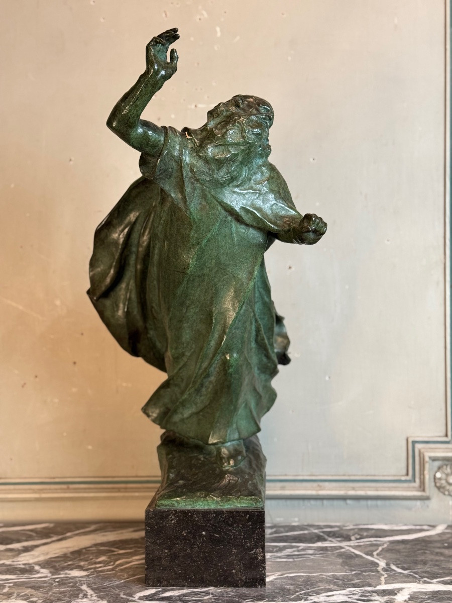 King Lear, Bronze Green Patina, Victor Rousseau (1865-1954) Circa 1905-photo-7