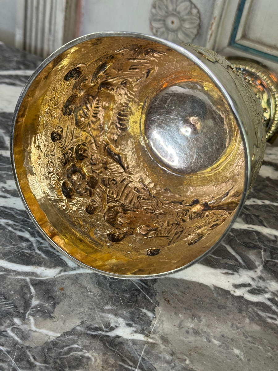 Silver-gilt Communion Cup, City Of London Hallmark, 1697-photo-4