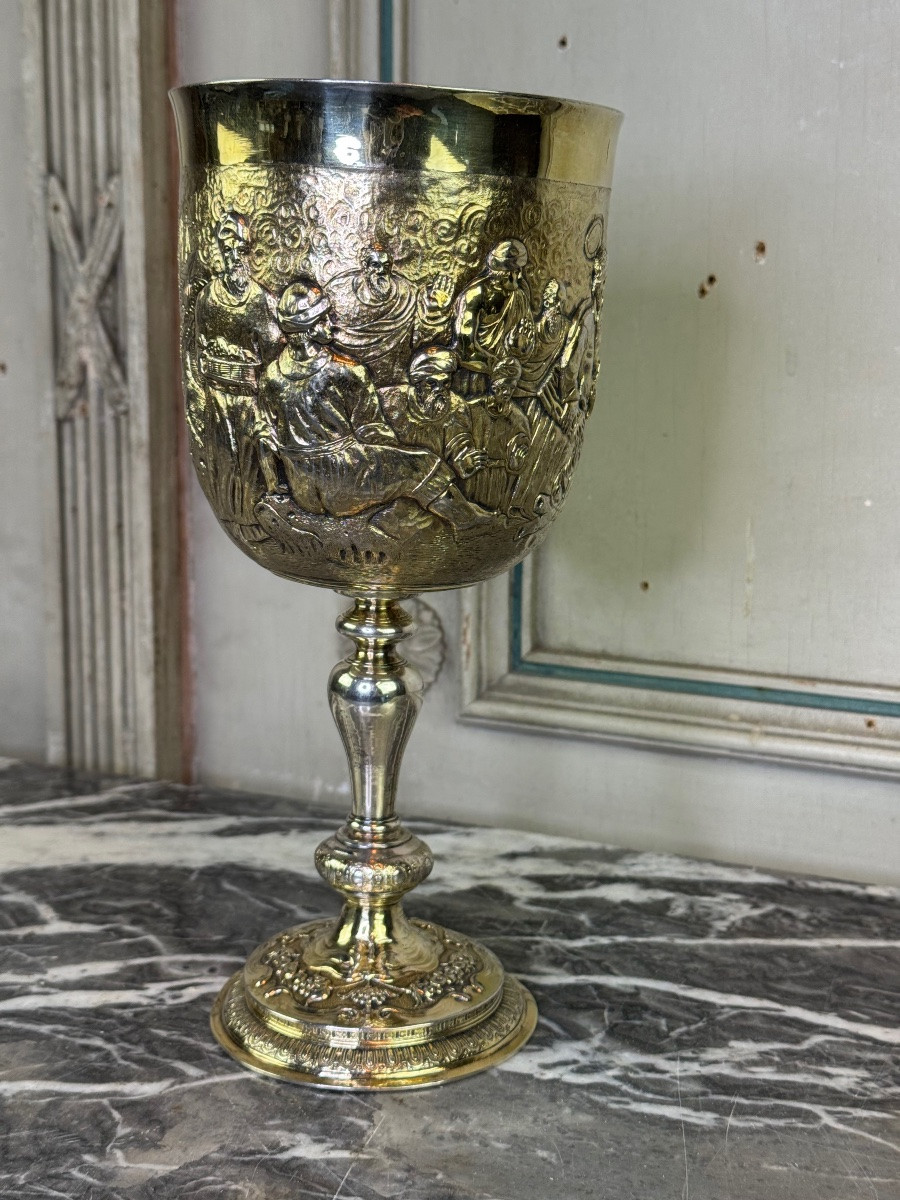 Silver-gilt Communion Cup, City Of London Hallmark, 1697-photo-1