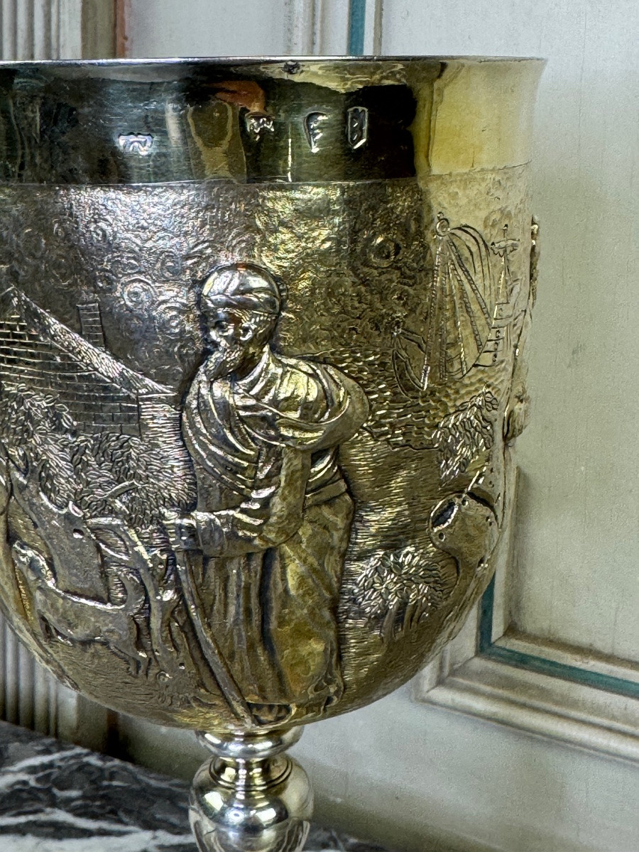 Silver-gilt Communion Cup, City Of London Hallmark, 1697-photo-4