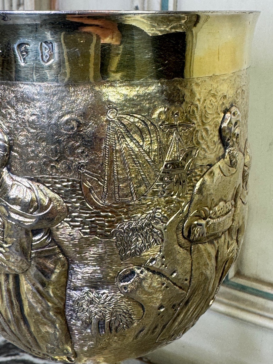 Silver-gilt Communion Cup, City Of London Hallmark, 1697-photo-5