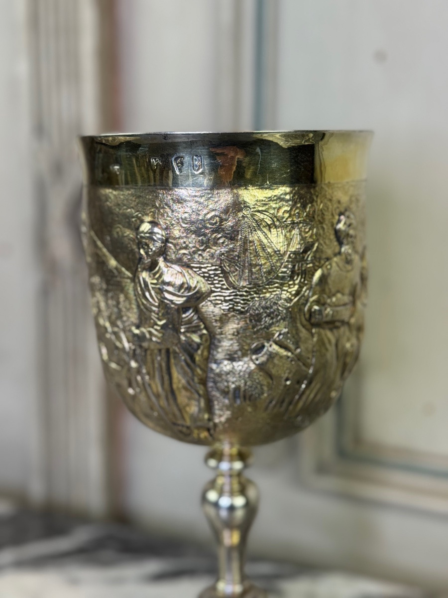 Silver-gilt Communion Cup, City Of London Hallmark, 1697-photo-7