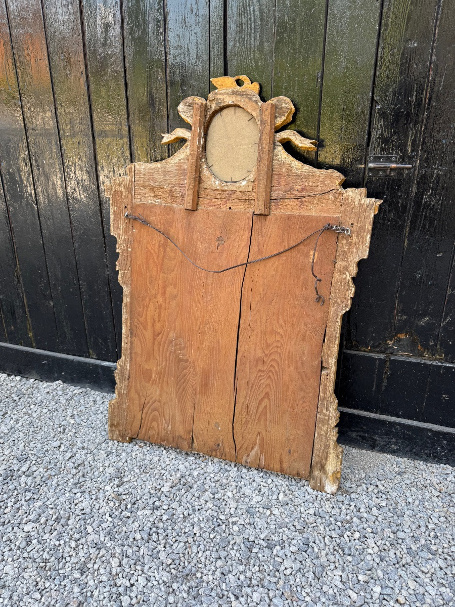 Grand Miroir Aux Colombes Enlacées, Louis XVI, Bois Doré Et Peint, XVIIIème Siècle-photo-4