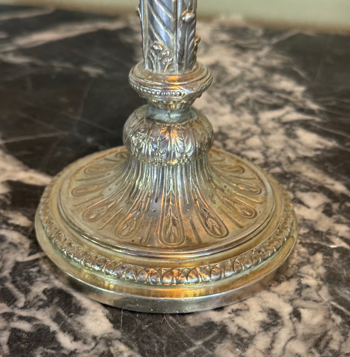 Pair Of Louis XVI Style Wolfers Candlesticks, Solid Silver, 950/1000th Grade Hallmark-photo-2