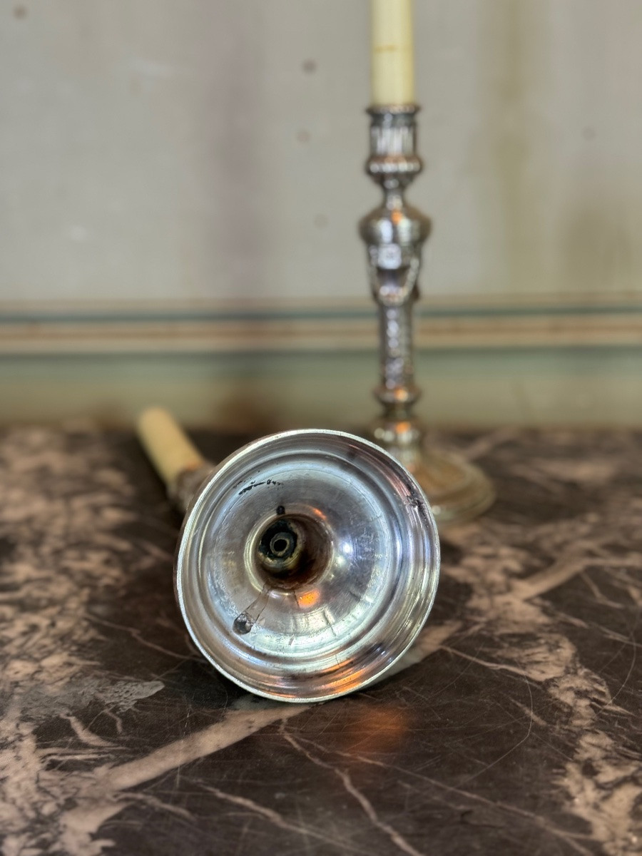 Pair Of Louis XVI Style Wolfers Candlesticks, Solid Silver, 950/1000th Grade Hallmark-photo-5
