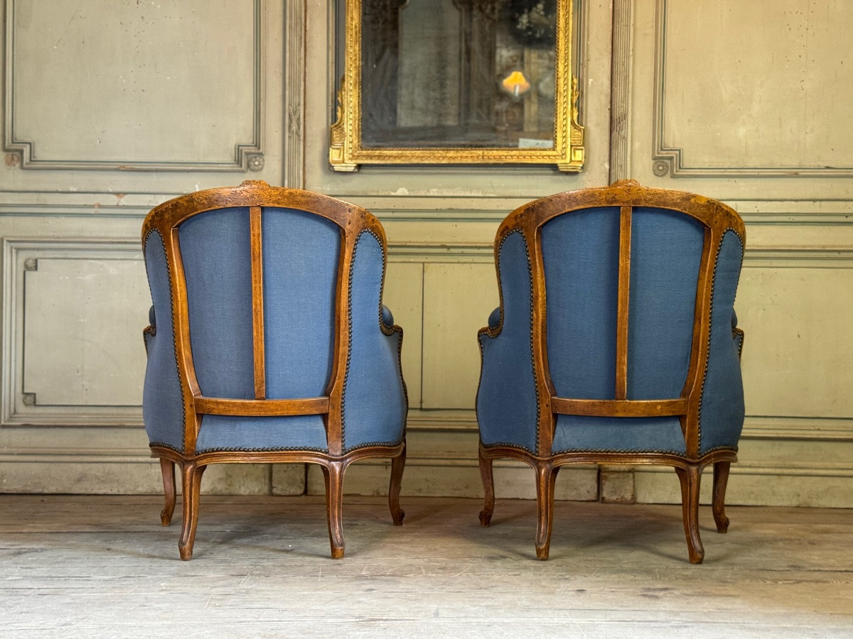 Paire De Bergères Louis XV En Hêtre Mouluré Et Sculpté, XVIIIème siècle -photo-7