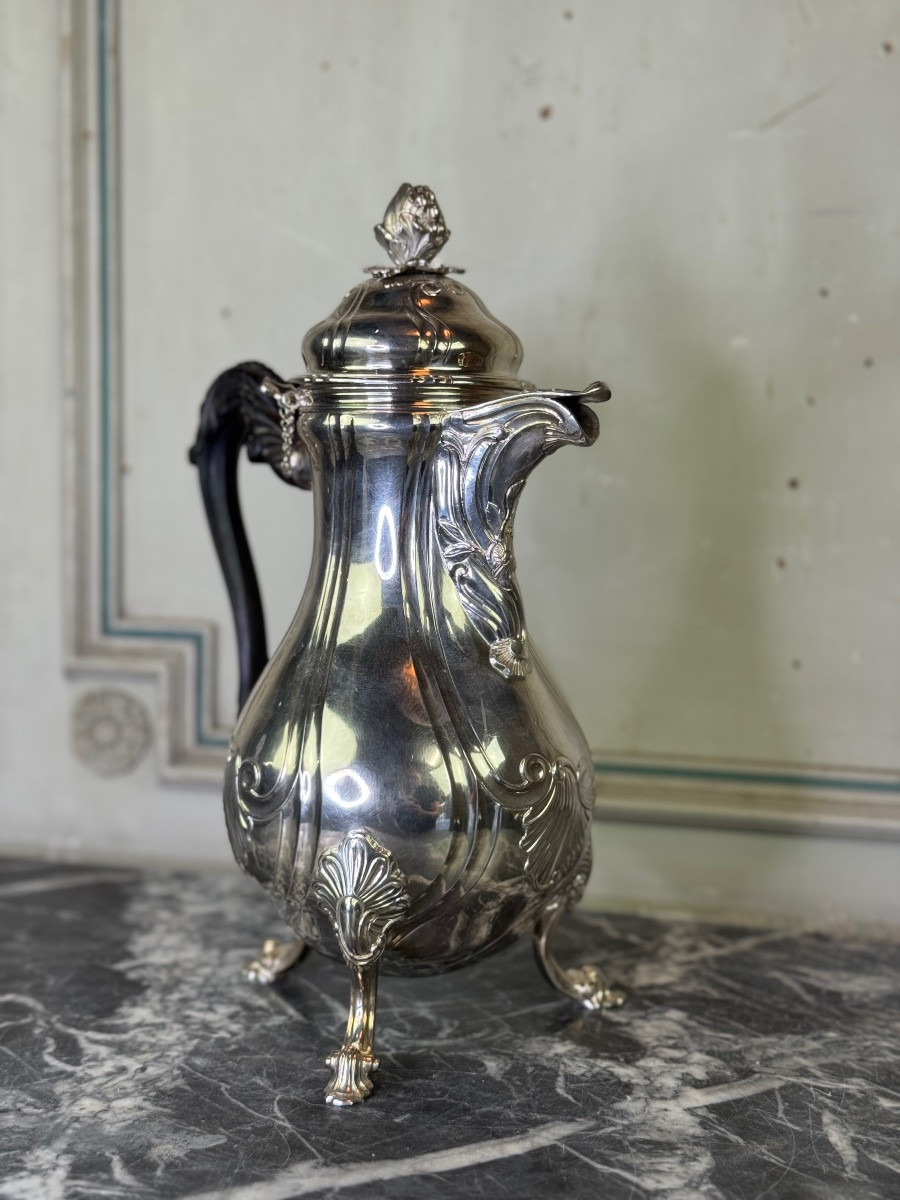 Cafetière En Argent Massif, Poinçon De La Ville De Ath Pour l'Année 1770,  Nicolas Delporte -photo-3