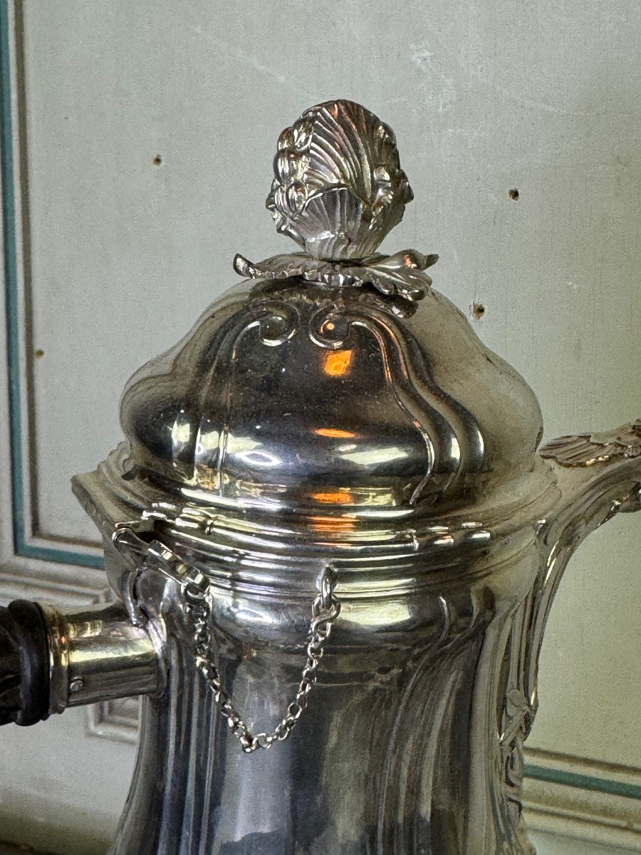 Cafetière En Argent Massif, Poinçon De La Ville De Ath Pour l'Année 1770,  Nicolas Delporte -photo-3
