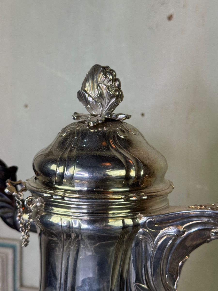 Cafetière En Argent Massif, Poinçon De La Ville De Ath Pour l'Année 1770,  Nicolas Delporte -photo-5