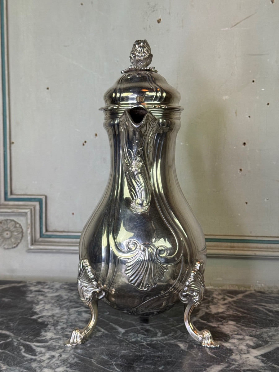 Cafetière En Argent Massif, Poinçon De La Ville De Ath Pour l'Année 1770,  Nicolas Delporte -photo-8