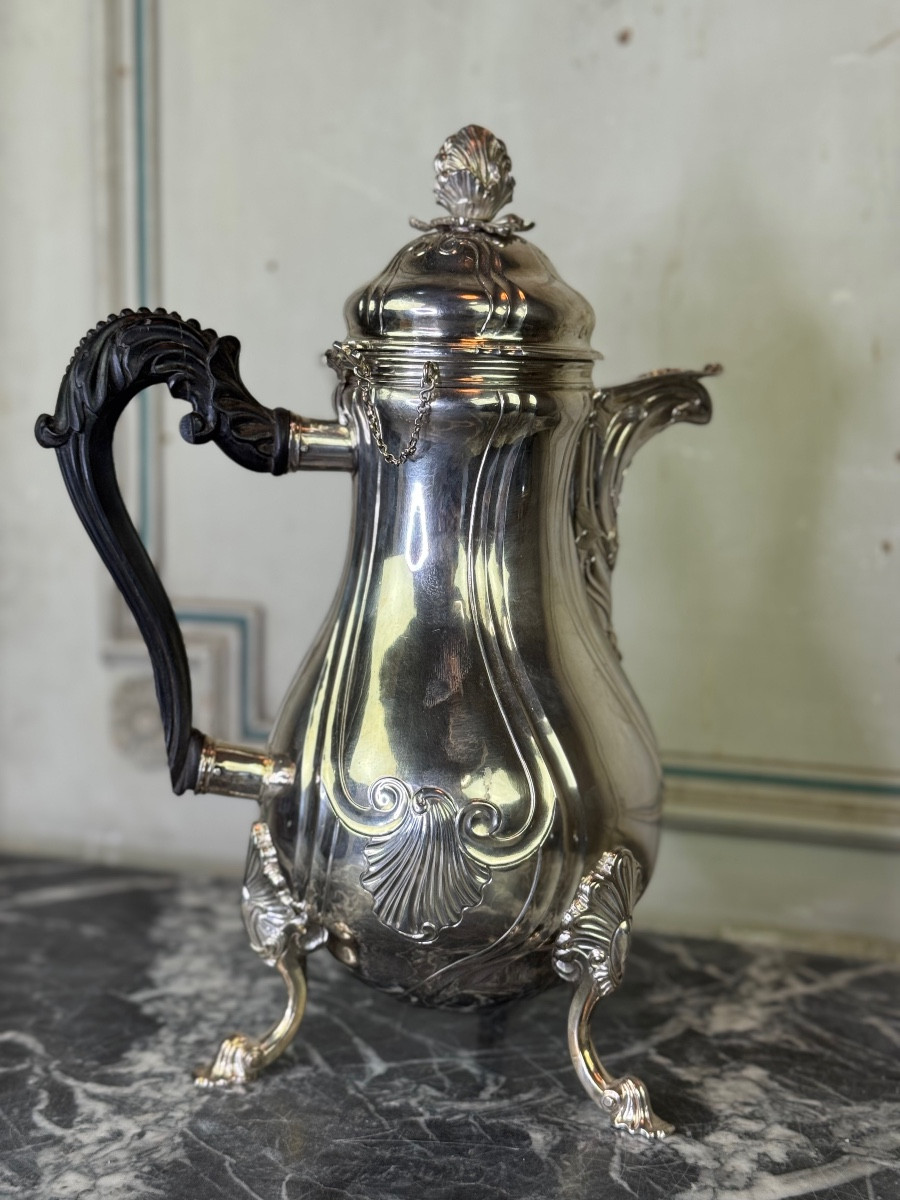 Cafetière En Argent Massif, Poinçon De La Ville De Ath Pour l'Année 1770,  Nicolas Delporte 