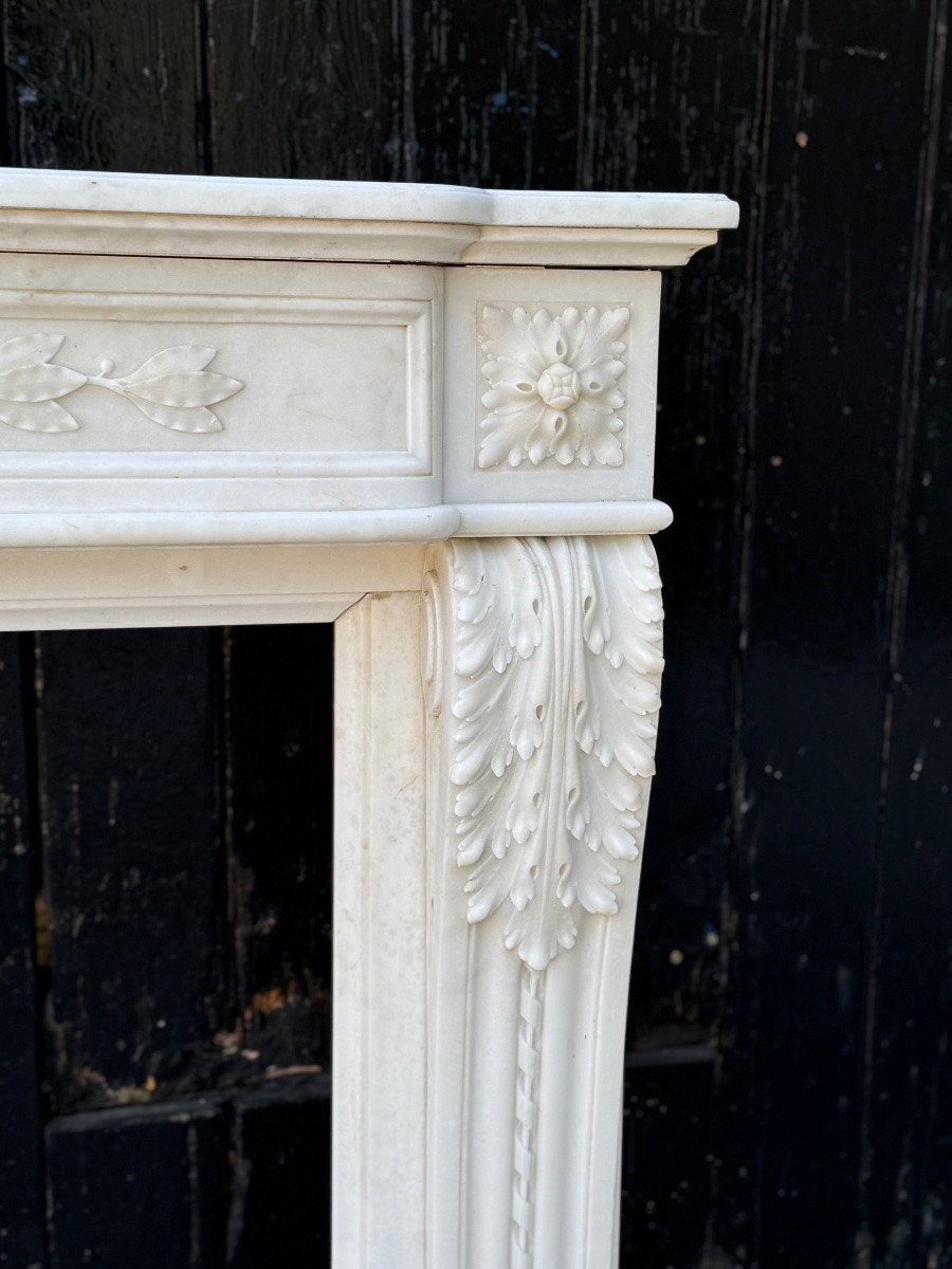 Louis XVI Style Fireplace In Carrara Marble Circa 1880 -photo-3