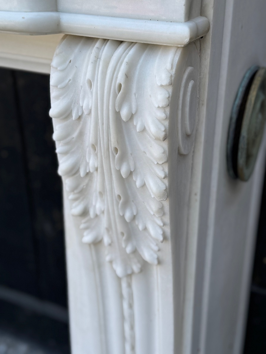 Louis XVI Style Fireplace In Carrara Marble Circa 1880 -photo-4