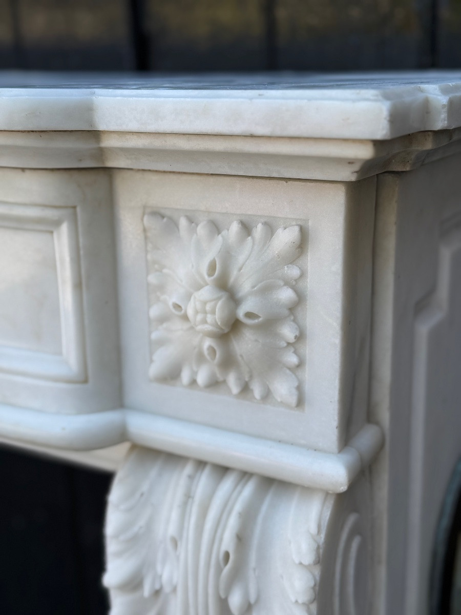 Louis XVI Style Fireplace In Carrara Marble Circa 1880 -photo-5