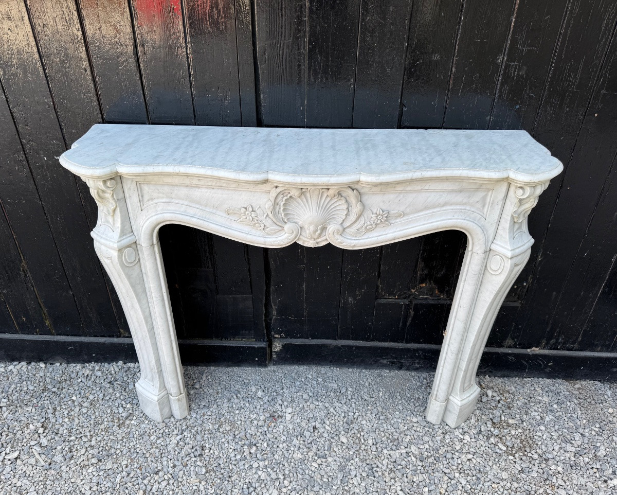 Louis XV Style Fireplace In Carrara Marble Circa 1880 -photo-2