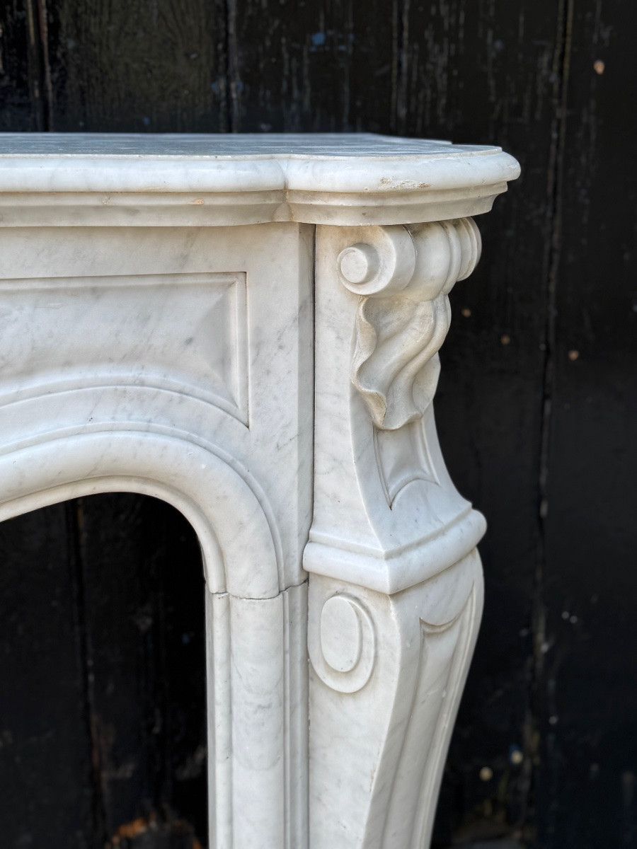 Louis XV Style Fireplace In Carrara Marble Circa 1880 -photo-6