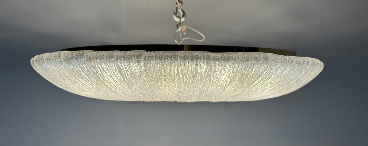 Important Glass And Brass Chandelier, Venini Circa 1960, One Pair Available -photo-3