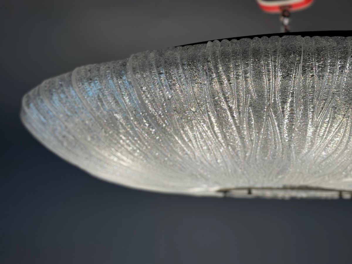Important Glass And Brass Chandelier, Venini Circa 1960, One Pair Available -photo-2