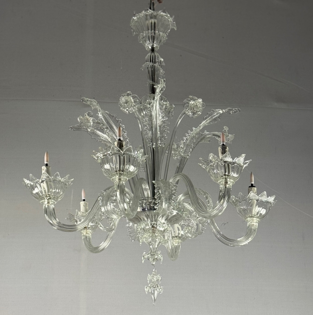 Venetian Murano Glass Chandelier, 6 Light Arms, Circa 1930-photo-2