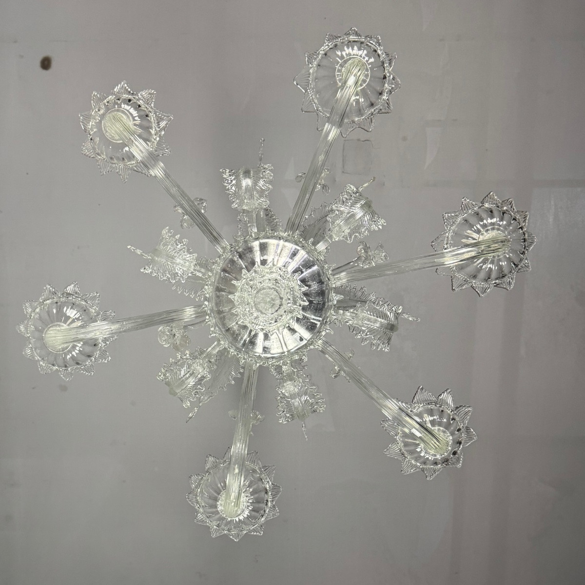 Venetian Murano Glass Chandelier, 6 Light Arms, Circa 1930-photo-4