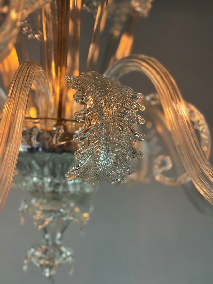 Venetian Murano Glass Chandelier, 6 Light Arms, Circa 1930-photo-7