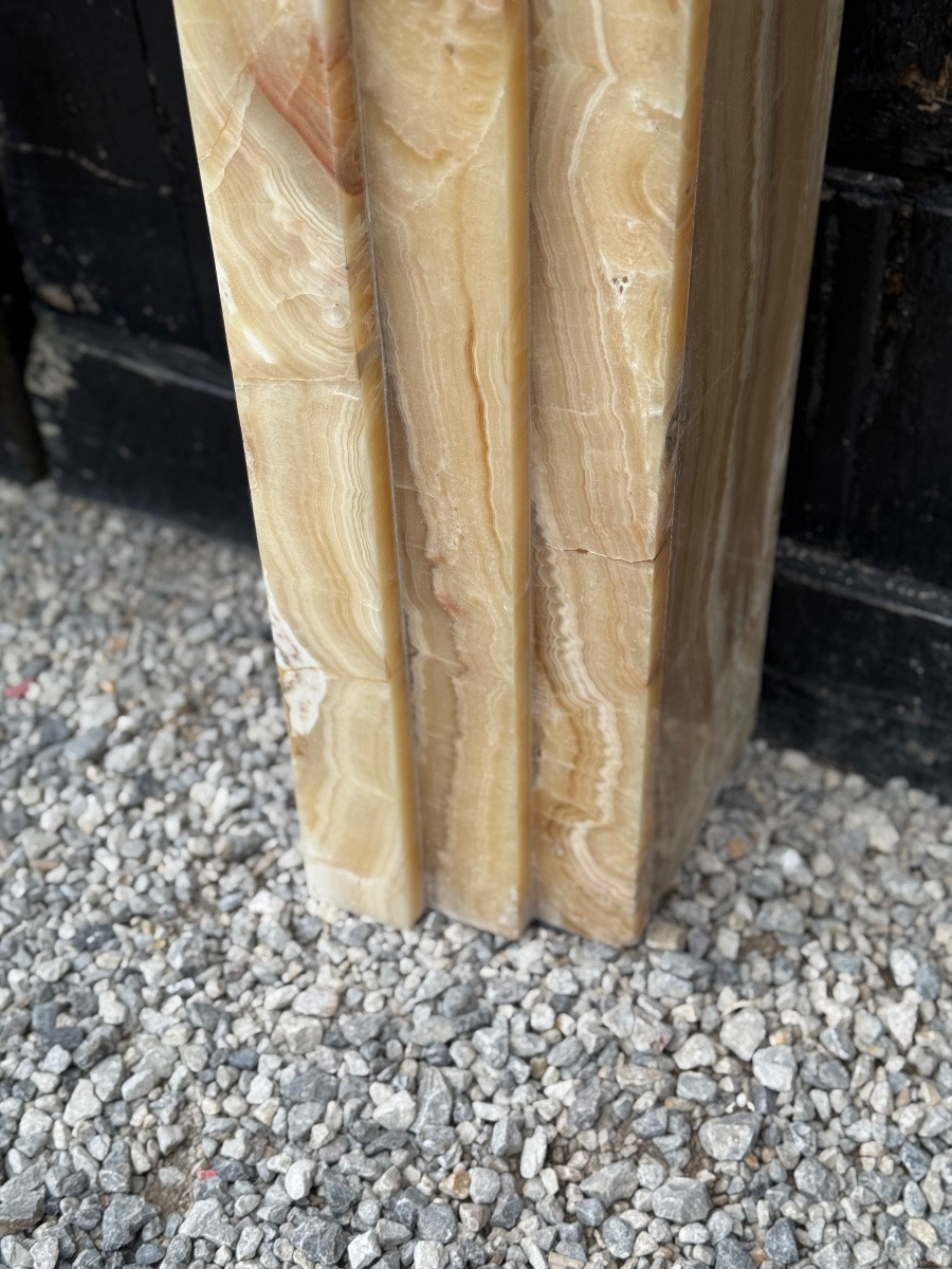 Art Deco Fireplace In Beige Onyx Circa 1920 -photo-3