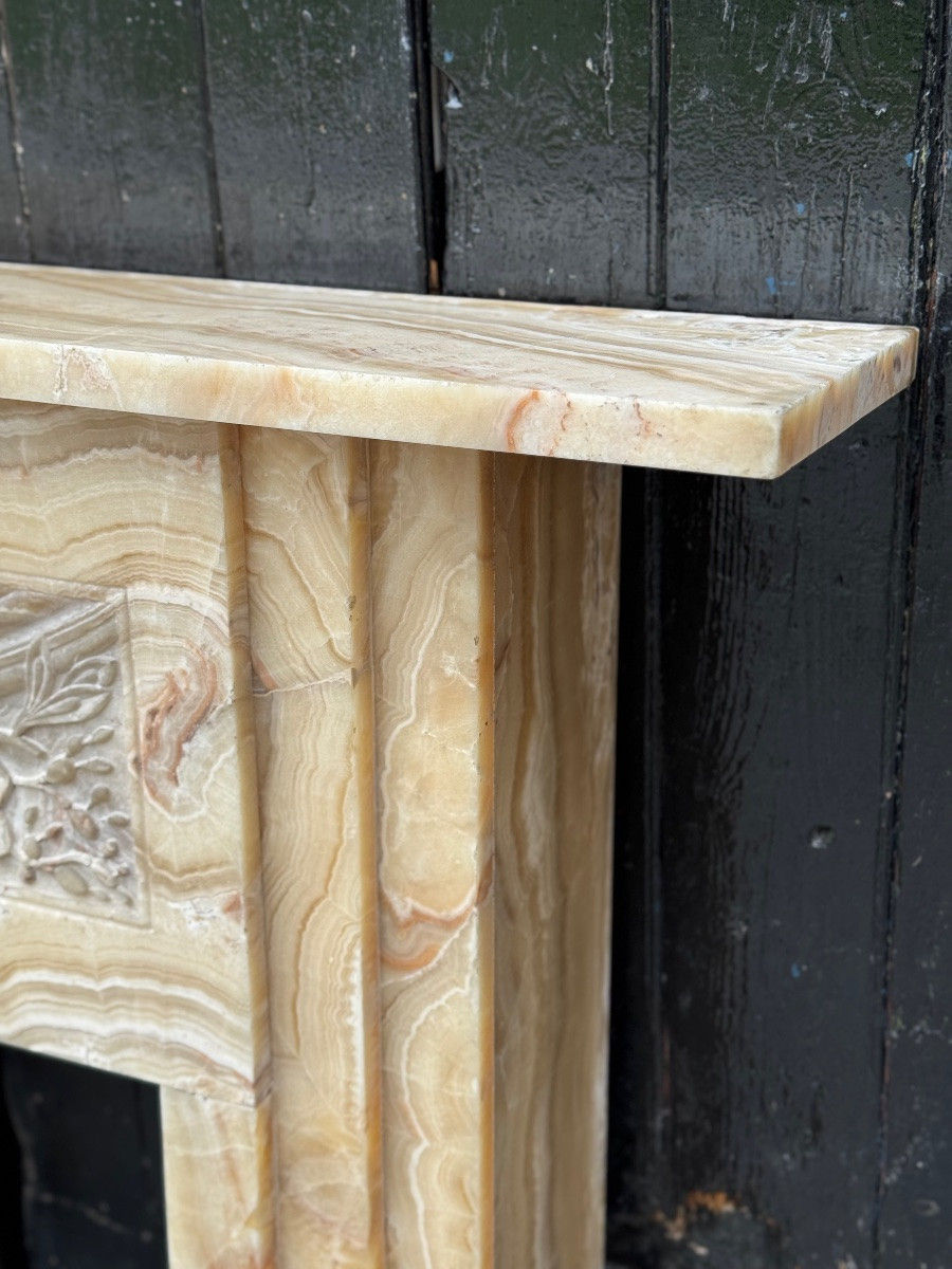 Art Deco Fireplace In Beige Onyx Circa 1920 -photo-4