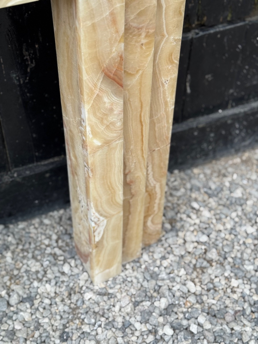 Art Deco Fireplace In Beige Onyx Circa 1920 -photo-1