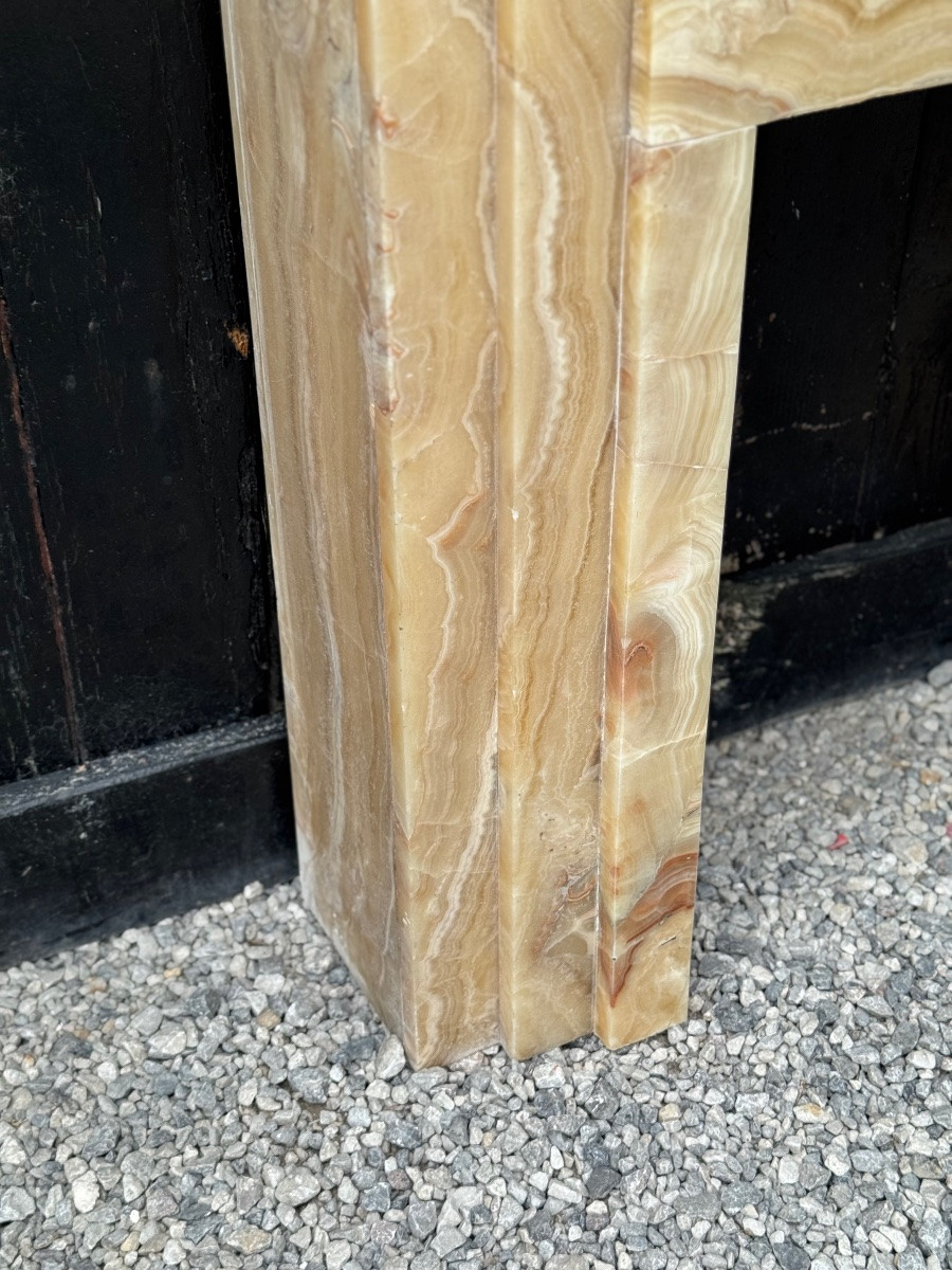 Art Deco Fireplace In Beige Onyx Circa 1920 -photo-4