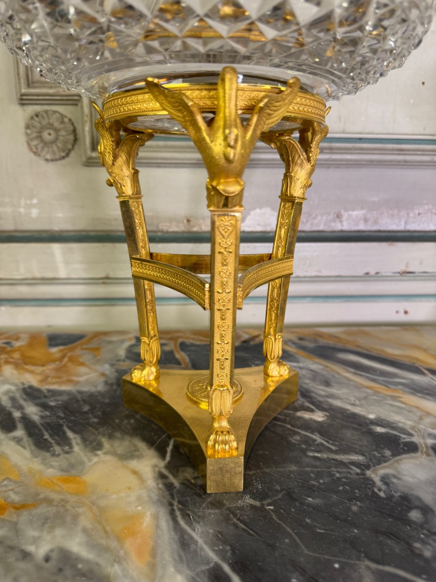 paire de confituriers en bronze doré, coupes en cristal taillé, Époque Empire dessin de Thomire-photo-3