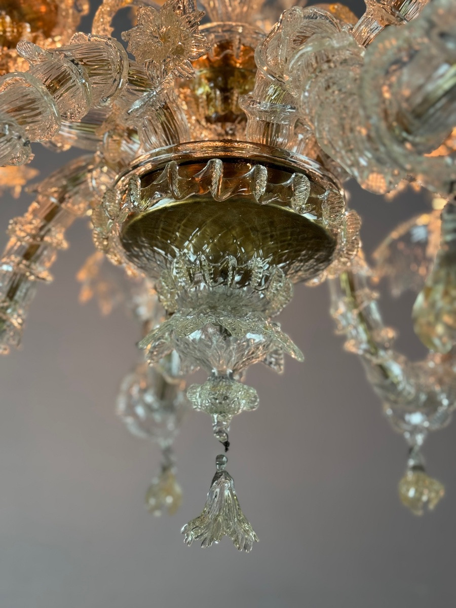 Rezzonico Venetian Chandelier In Gilded Murano Glass, Circa 1940 -photo-1