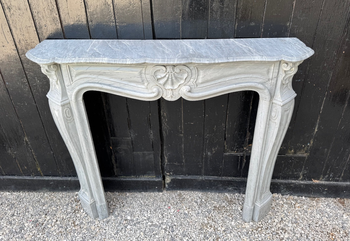 Louis XV Style Fireplace In Blue Turquin Marble Circa 1880-photo-1