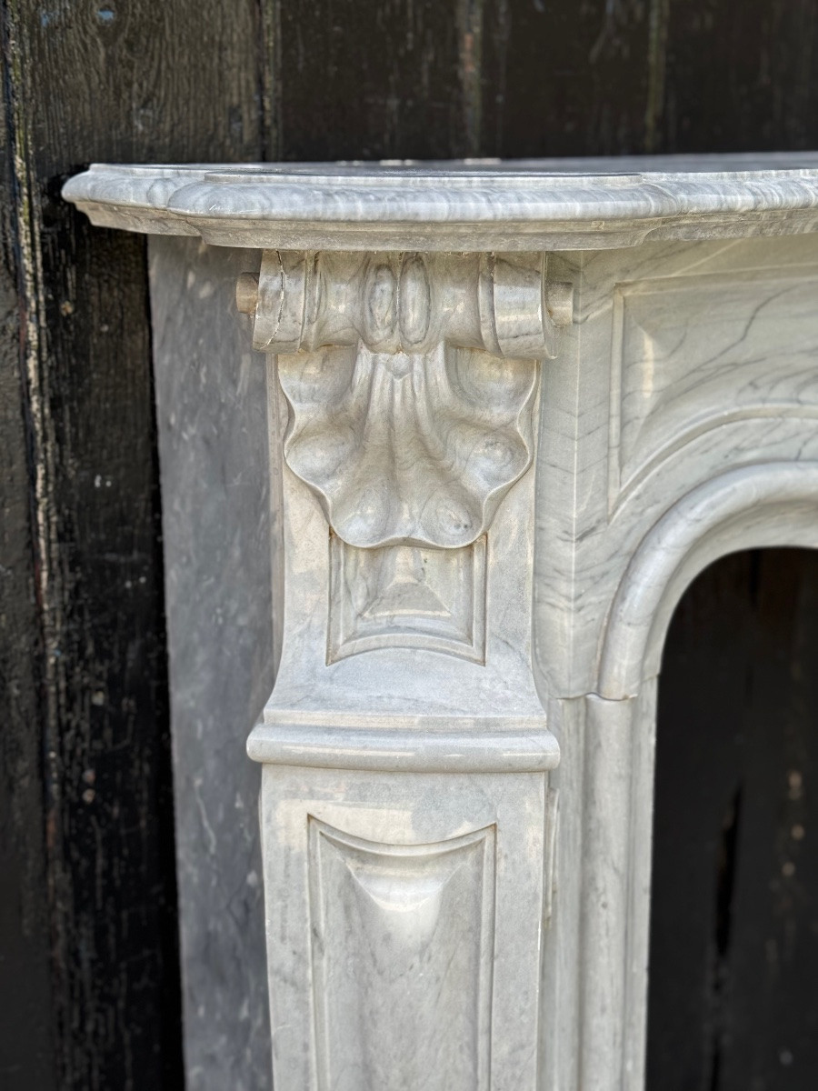 Louis XV Style Fireplace In Blue Turquin Marble Circa 1880-photo-6